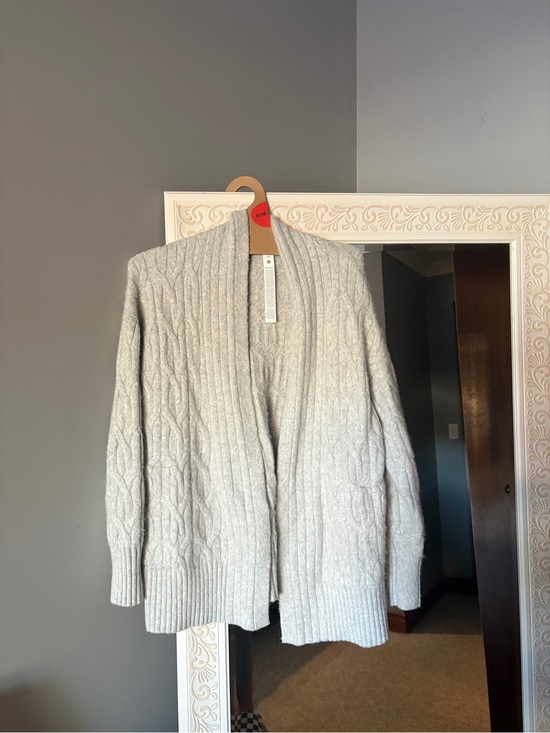 lululemon athletica Sweaters - lululemon athletica Light Gray Cable-Knit Open Cardigan